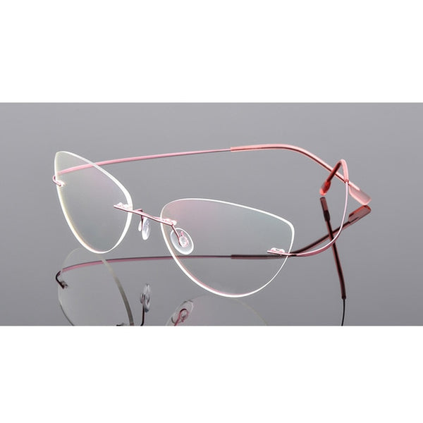 SEEMFLY Cat Eye Frameless Glasses Frame Women Men Rimless Eyeglasses Female Male Anti Blue Light Eyewear Unisex Metal Spectacles