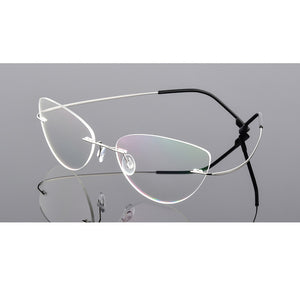 SEEMFLY Cat Eye Frameless Glasses Frame Women Men Rimless Eyeglasses Female Male Anti Blue Light Eyewear Unisex Metal Spectacles