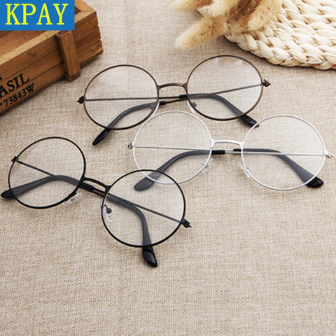 KPAY 2019 New Classic Flat Myopia Optical Mirror Simple Metal Women Men Fashion Glasses Frame Vintage Glasses Frame Round Lens