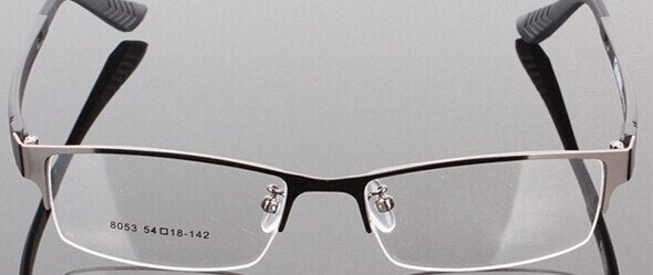 Durable Mens Eyewear Metal Frame Half Rim Designer Clear Lens