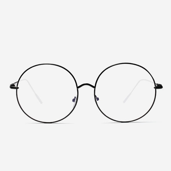 Elbru Overside Metal Round Eyewear Frame Women Hign Quality Optical Eye Glasses Frame Female Fashion Spectacles Glass Clear Lens