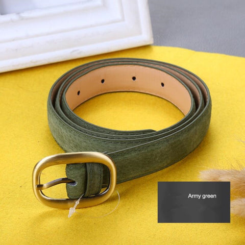 Waist Art 2019 New Retro Pigskin Ladies Belt Multicolor Needle Buckle Genuine Leather Decorative Pants Strap Beige Green Black