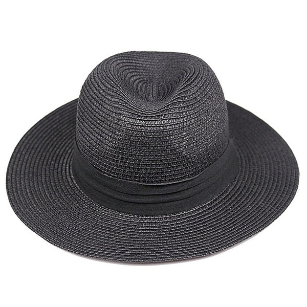 LNPBD Summer fashion white flat brim wide brim women's strawhat women's jazz fedoras hat sun-shading hat beach cap summer