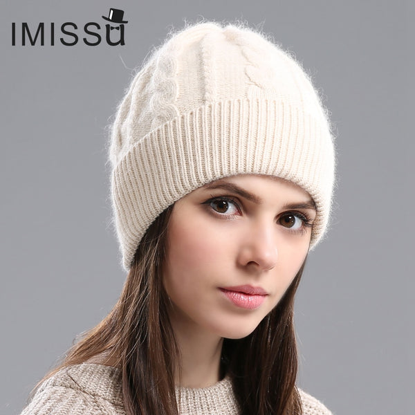 IMISSU  2017Spring  Autumn & Winter Beanies Women's Hats Knitted Wool Casual Cap Solid Colors  Design Fashionable Girls'hats