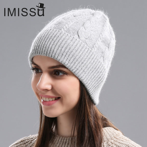 IMISSU  2017Spring  Autumn & Winter Beanies Women's Hats Knitted Wool Casual Cap Solid Colors  Design Fashionable Girls'hats