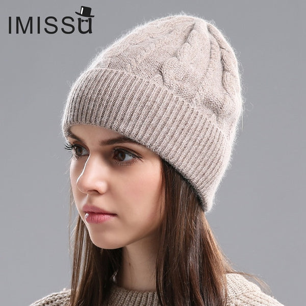 IMISSU  2017Spring  Autumn & Winter Beanies Women's Hats Knitted Wool Casual Cap Solid Colors  Design Fashionable Girls'hats