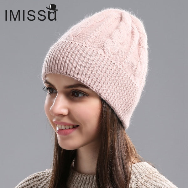 IMISSU  2017Spring  Autumn & Winter Beanies Women's Hats Knitted Wool Casual Cap Solid Colors  Design Fashionable Girls'hats