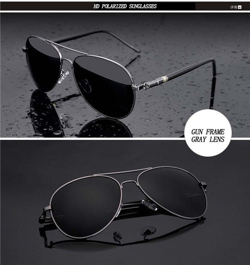 Aviation Metail Frame Quality Oversized Spring Leg Alloy Men Sunglasses Polarized Brand Design Pilot Male Sun Glasses Driving