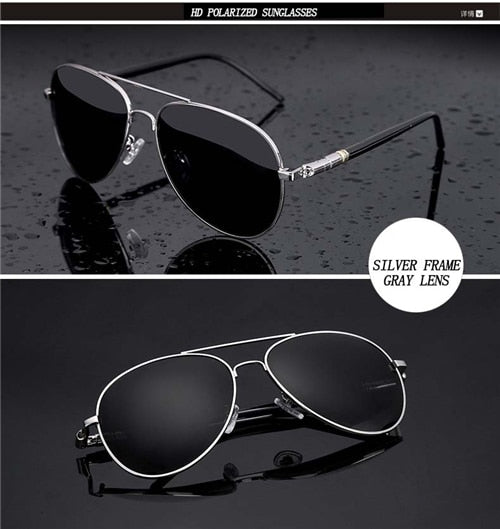 Aviation Metail Frame Quality Oversized Spring Leg Alloy Men Sunglasses Polarized Brand Design Pilot Male Sun Glasses Driving