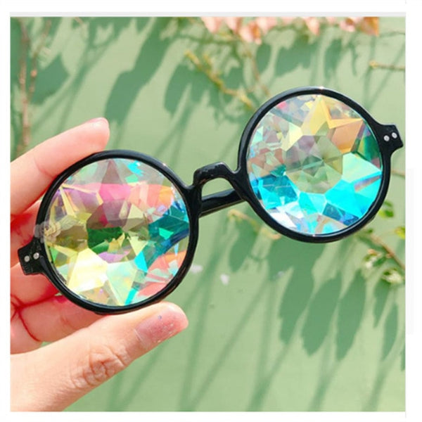 Round Kaleidoscope Glasses Rave Festival Men Women Brand Designer Holographic Kaleidoscope Female Male Sunglasses Retro