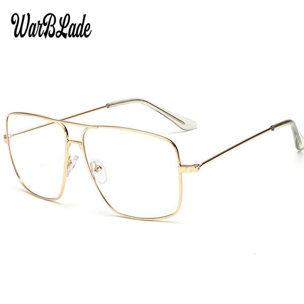 WarBLade Vintage Gold Metal Frame Eyeglasses Mens Womens Sun glasses Retro Square Optical Lens Eyewear Nerd Clear Lens Glasses