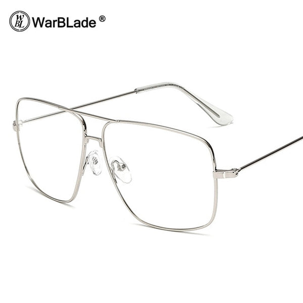 WarBLade Vintage Gold Metal Frame Eyeglasses Mens Womens Sun glasses Retro Square Optical Lens Eyewear Nerd Clear Lens Glasses