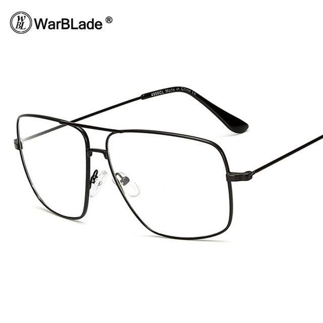 WarBLade Vintage Gold Metal Frame Eyeglasses Mens Womens Sun glasses Retro Square Optical Lens Eyewear Nerd Clear Lens Glasses