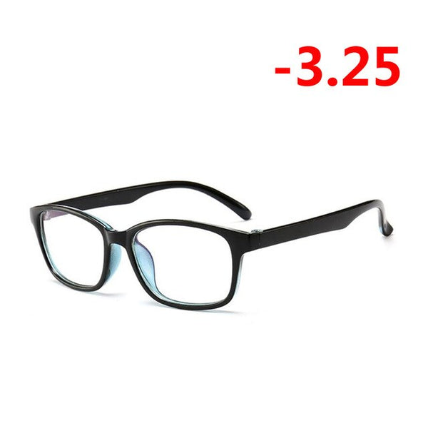 -1.00 -1.25 -1.50 -1.75 -2.00 -2.25 To -4.0 Finished Myopia Glasses Women Men Short-sight Eyewear Outer Black Inner Blue Frame