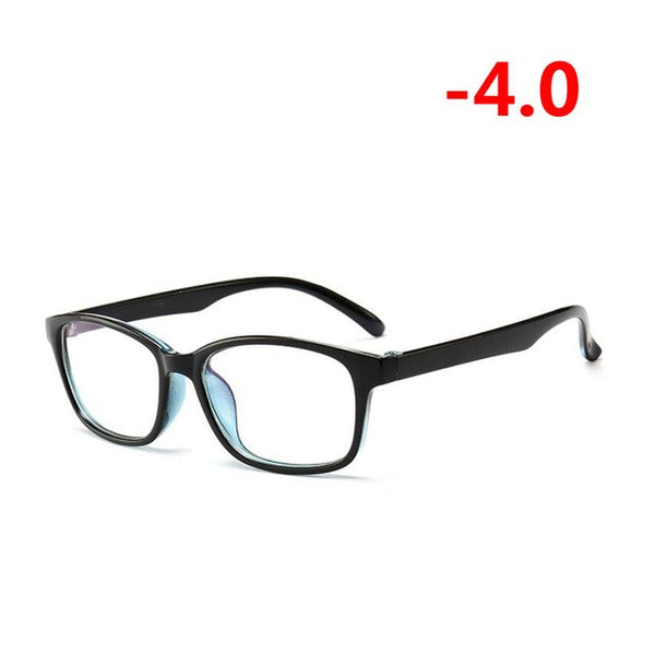 -1.00 -1.25 -1.50 -1.75 -2.00 -2.25 To -4.0 Finished Myopia Glasses Women Men Short-sight Eyewear Outer Black Inner Blue Frame