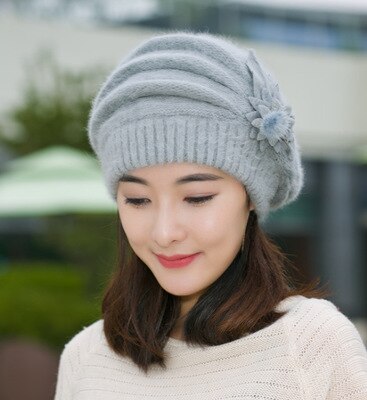 Hot Berets Hat Beanie Fashion Spring Autumn Winter Hat Warm Flower Knit Crochet Cute Casual Cap For Women's Girl Female 11.11