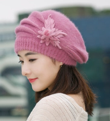 Hot Berets Hat Beanie Fashion Spring Autumn Winter Hat Warm Flower Knit Crochet Cute Casual Cap For Women's Girl Female 11.11