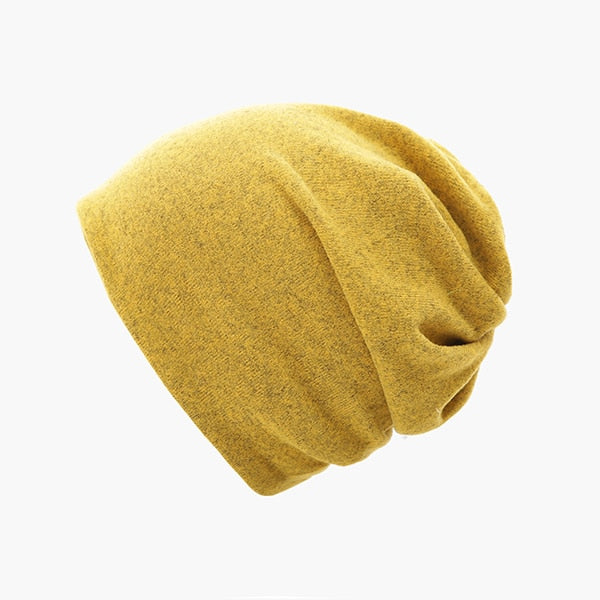 Multifunction Knitted Hat Women's Casual Plain Bonnet Cap Female Soft Polyester Baggy Beanies Spring Autumn Ponytail Beanies