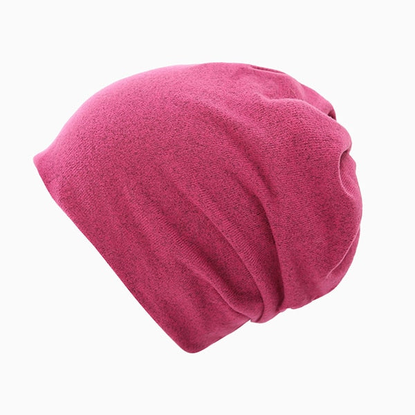 Multifunction Knitted Hat Women's Casual Plain Bonnet Cap Female Soft Polyester Baggy Beanies Spring Autumn Ponytail Beanies