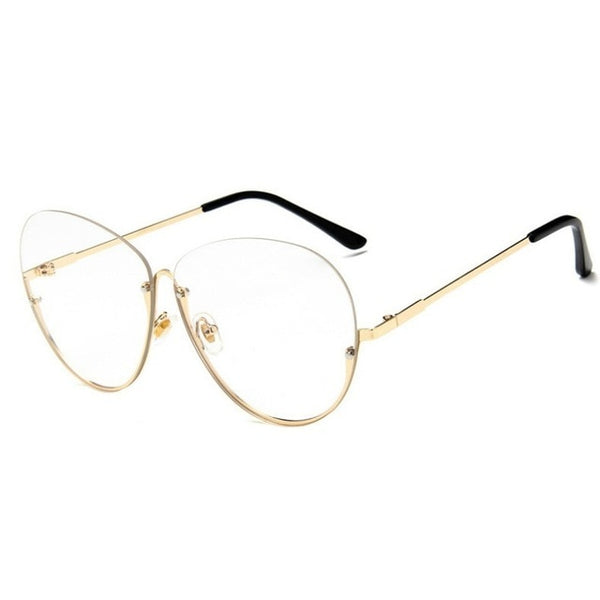 2018 Fashion Half Frame Round Glasses Women Transparent Vintage Large Eyeglasses Gold Frames Clear Lens Glasses Men Lady Eyewear