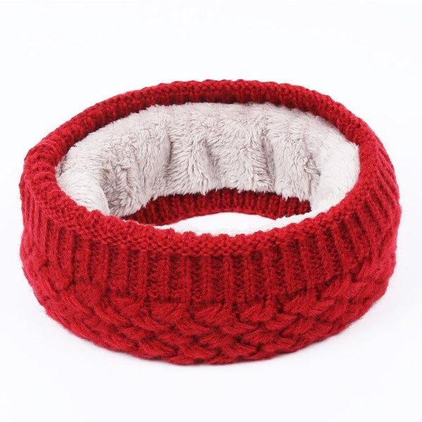 Women's knitted cotton hats autumn and winter new warm and comfortable ski caps scarf plus velvet thick solid color Beanie scarf