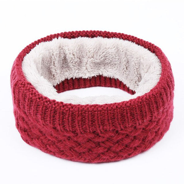 Women's knitted cotton hats autumn and winter new warm and comfortable ski caps scarf plus velvet thick solid color Beanie scarf