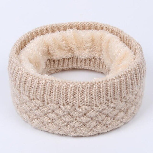 Women's knitted cotton hats autumn and winter new warm and comfortable ski caps scarf plus velvet thick solid color Beanie scarf