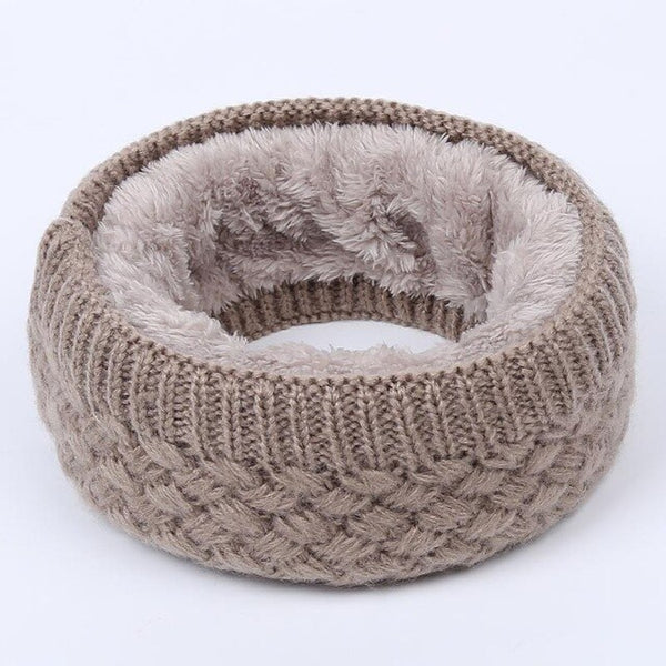 Women's knitted cotton hats autumn and winter new warm and comfortable ski caps scarf plus velvet thick solid color Beanie scarf