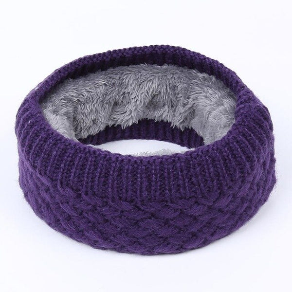 Women's knitted cotton hats autumn and winter new warm and comfortable ski caps scarf plus velvet thick solid color Beanie scarf