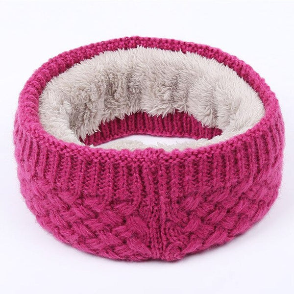 Women's knitted cotton hats autumn and winter new warm and comfortable ski caps scarf plus velvet thick solid color Beanie scarf