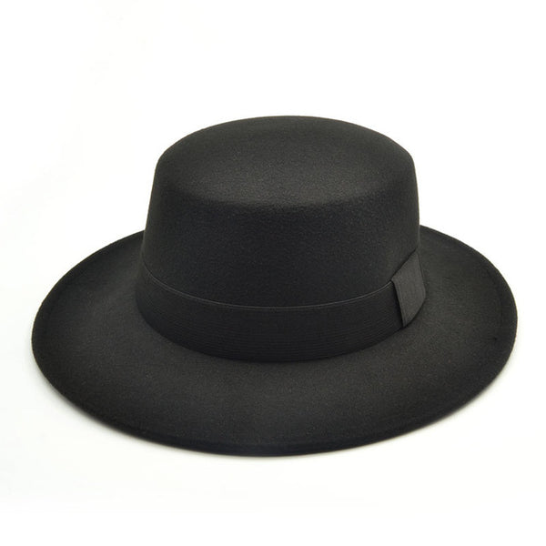 Fashion Men fedoras women's fashion jazz hat summer spring black woolen blend cap outdoor casual Round Caps Bowler Hats