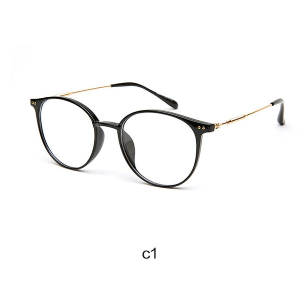 Acetate Unisex Solid Alloy Glasses Frame Women  Prescription Glasses  Fashion Designer Metallic Circle Glasses Myopia Glasses