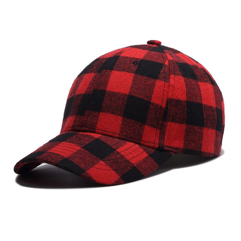 Red Plaid Men's Baseball Cap Unisex Snapback Bones Cap male Gorras Hombre Cotton Dad Hat Casquette Casual Women's baseball Cap