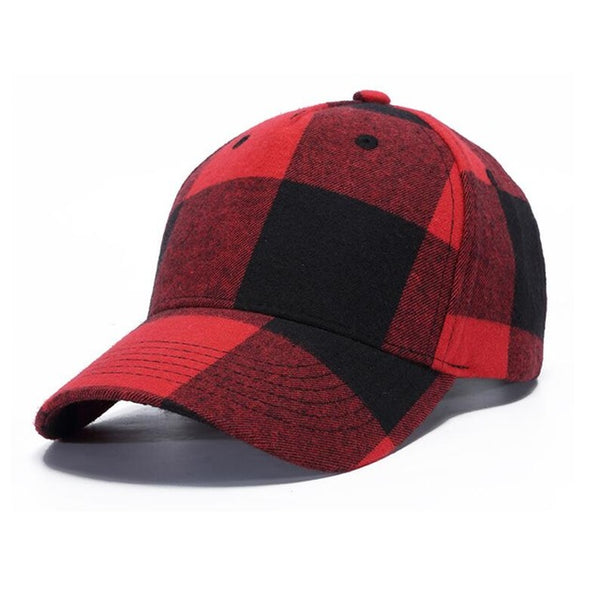 Red Plaid Men's Baseball Cap Unisex Snapback Bones Cap male Gorras Hombre Cotton Dad Hat Casquette Casual Women's baseball Cap