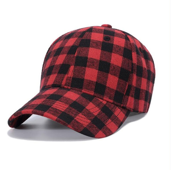 Red Plaid Men's Baseball Cap Unisex Snapback Bones Cap male Gorras Hombre Cotton Dad Hat Casquette Casual Women's baseball Cap