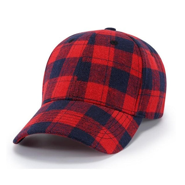 Red Plaid Men's Baseball Cap Unisex Snapback Bones Cap male Gorras Hombre Cotton Dad Hat Casquette Casual Women's baseball Cap