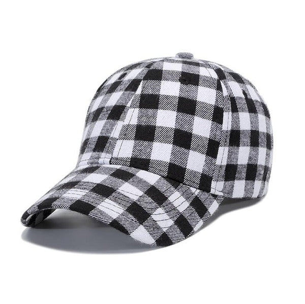 Red Plaid Men's Baseball Cap Unisex Snapback Bones Cap male Gorras Hombre Cotton Dad Hat Casquette Casual Women's baseball Cap