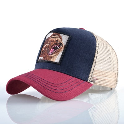 TQMSMY Summer Unisex Hip Hop Embroidered Animal Men Baseball Caps Women Breathable Mesh Snapback Hats Men's Trucker Hats Cap