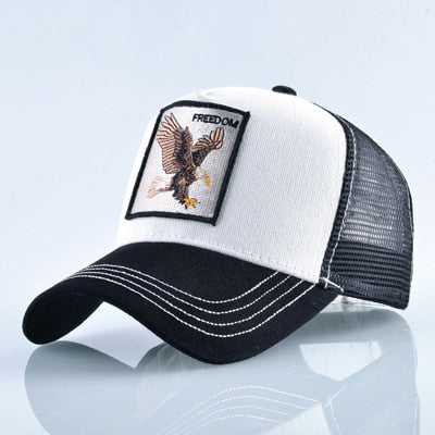 TQMSMY Summer Unisex Hip Hop Embroidered Animal Men Baseball Caps Women Breathable Mesh Snapback Hats Men's Trucker Hats Cap