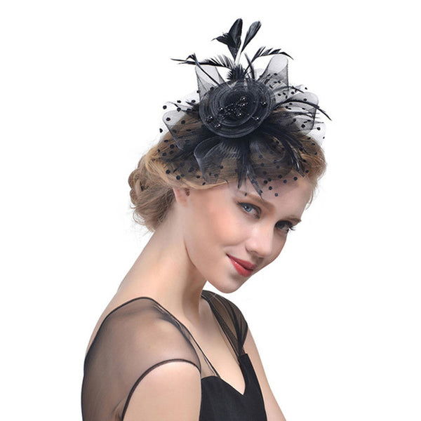 Feather Fascinators Hat,Women's Girls Flower Mesh Cocktail Tea Party Kentucky Derby Hat Headwear with Hair Clip(Blue)