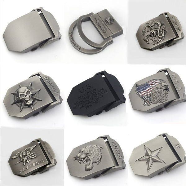 BOKADIAO Canvas Belt Only buckle Alloy metal buckle 4.5 X 6.8cm luxury military Army tactical belt buckle with Width 3.8cm belts