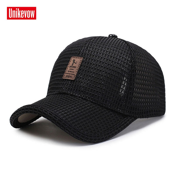 UNIKEVOW 1Piece Full mesh Baseball Cap Men's Adjustable Cap Casual leisure hats Solid Color Fashion Snapback Summer Fall hat