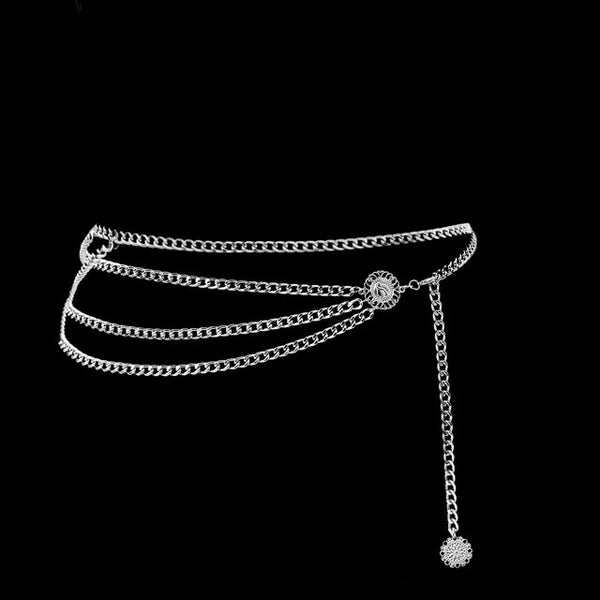 Retro Chain Belts For Women Waistbands All-Match Multilayer Long Tassel For Party Jewelry Dress Waist Chain Belts Silver Gold