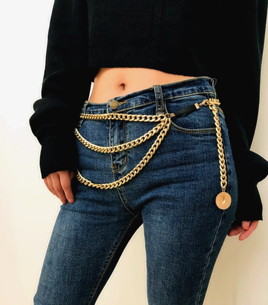 Retro Chain Belts For Women Waistbands All-Match Multilayer Long Tassel For Party Jewelry Dress Waist Chain Belts Silver Gold