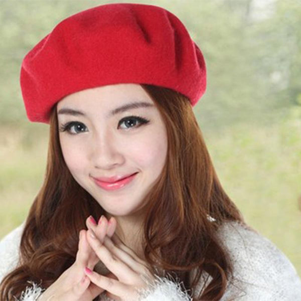 New Solid Color Women's Girl's Beret French Artist Warm Wool Winter Beanie Hat Cap Hot Sale Ladies Princess Hat