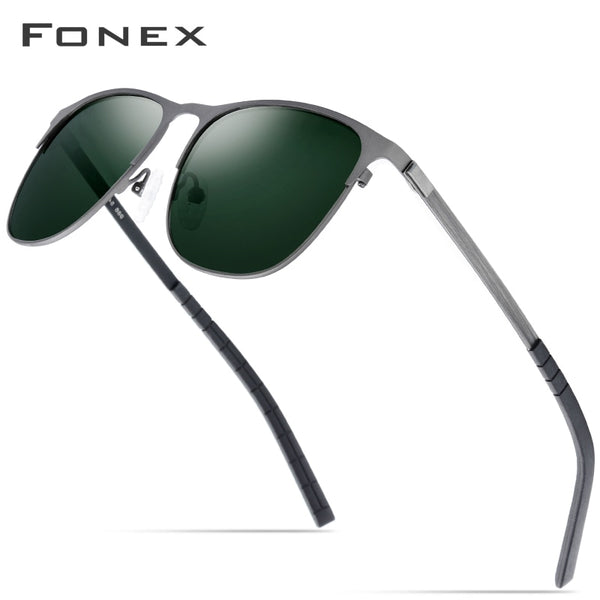 FONEX Driving Sports Outdoor Screwless Alloy Sunglasses Men Brand Designer 2019 New Polarized Sun Glasses for Women Shades Gafas