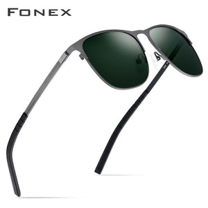 FONEX Driving Sports Outdoor Screwless Alloy Sunglasses Men Brand Designer 2019 New Polarized Sun Glasses for Women Shades Gafas