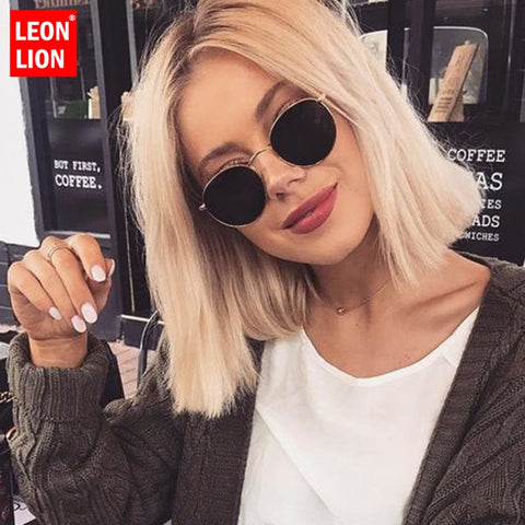 LeonLion 2019 Classic Small Frame Round Sunglasses Women/Men Brand Designer Alloy Mirror Sun Glasses Vintage Modis Oculos